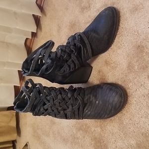Free People Carrera Leather Strappy Zip Booties